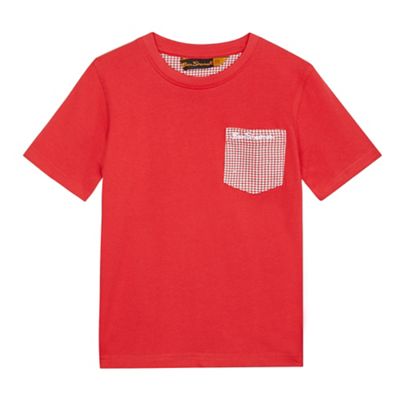 Ben Sherman Boys' red dogtooth print pocket t-shirt